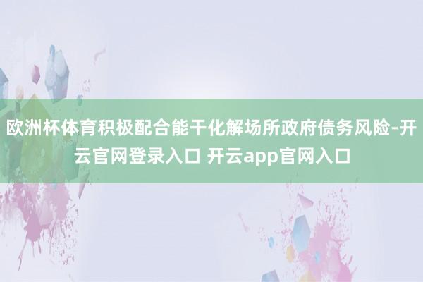 欧洲杯体育积极配合能干化解场所政府债务风险-开云官网登录入口 开云app官网入口