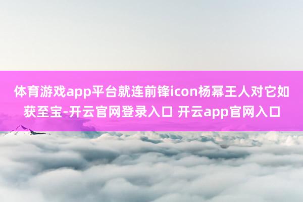 体育游戏app平台就连前锋icon杨幂王人对它如获至宝-开云官网登录入口 开云app官网入口