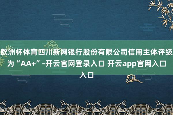 欧洲杯体育四川新网银行股份有限公司信用主体评级为“AA+”-开云官网登录入口 开云app官网入口